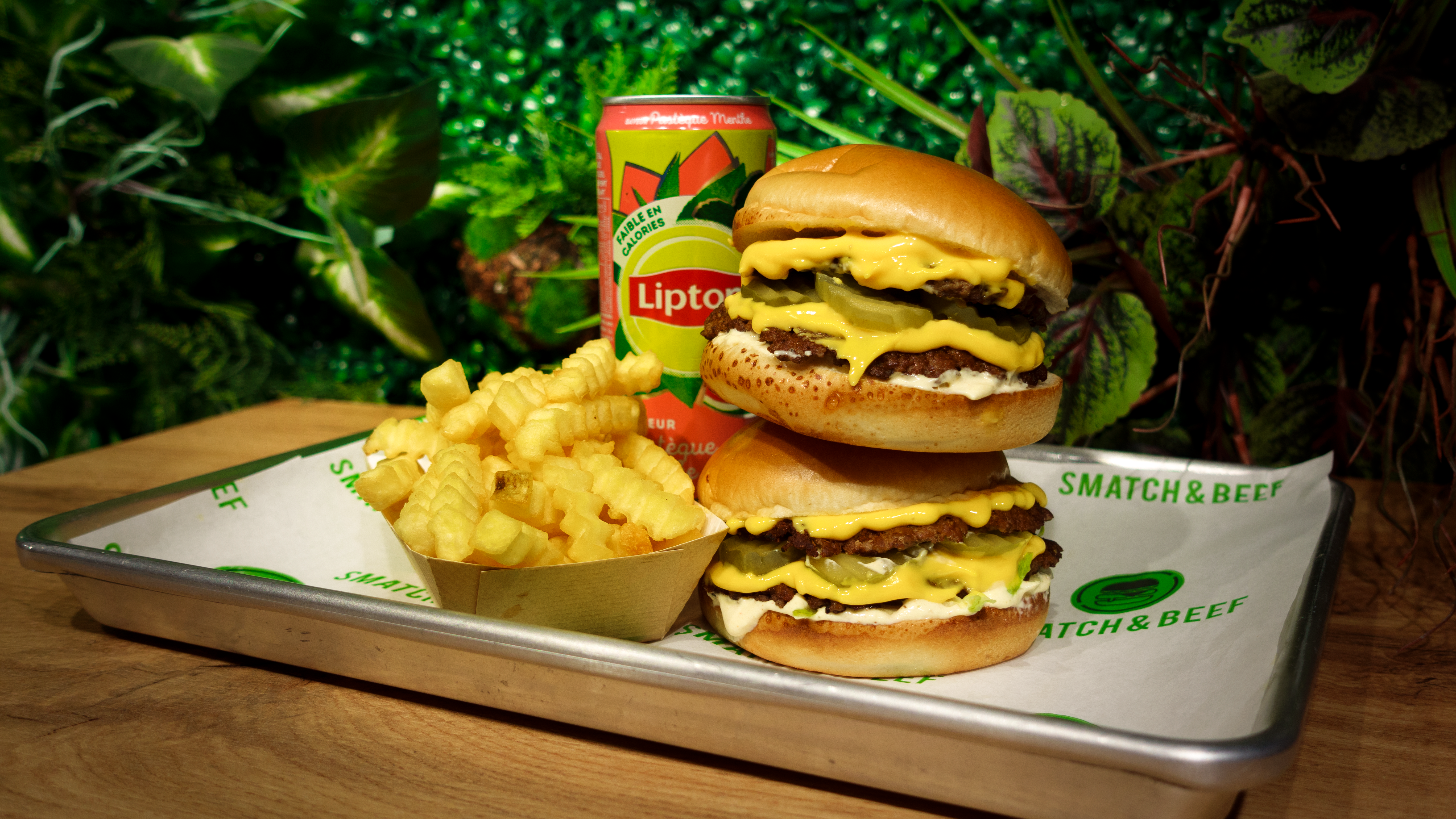visuel menu smash Burger viande steak frais de bœuf fast-food halal lyon vaise mermoz